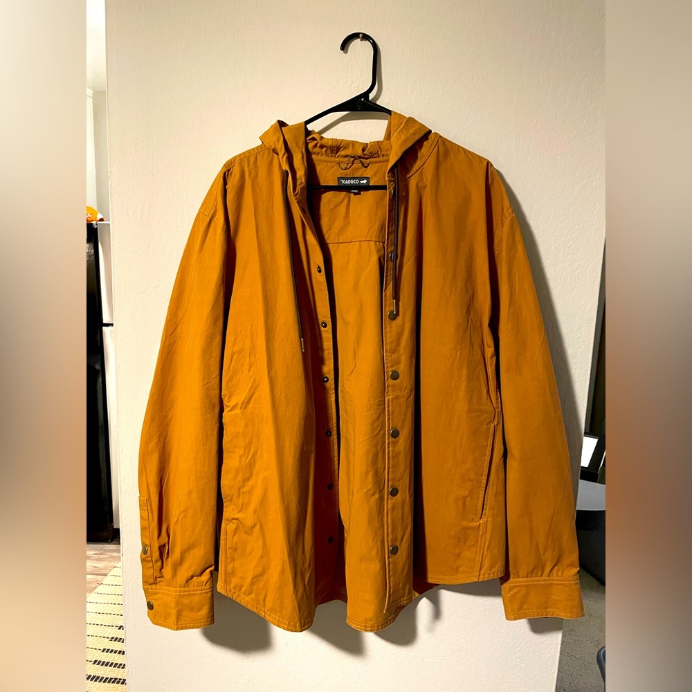 Toad & Co. Mcway Hooded Shirt/Rain Jacket Mens XL khaki brown